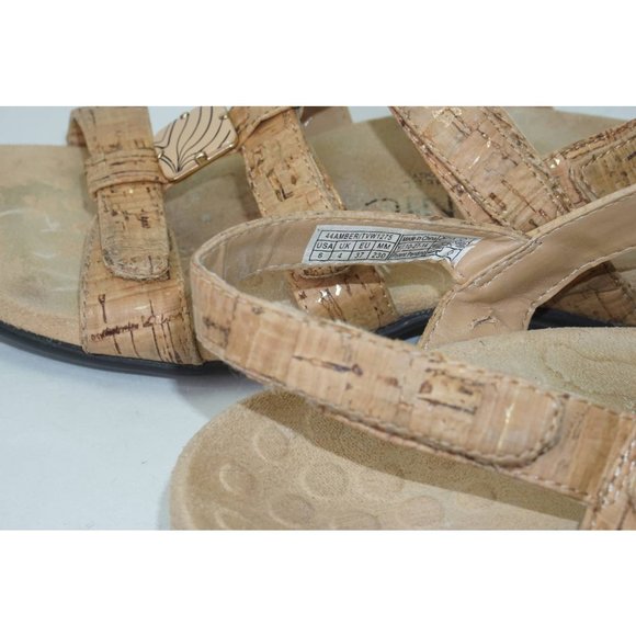 Vionic Amber - Women's Adjustable Slide Sandal - Orthaheel Gold Cork size 6 - Picture 5 of 5